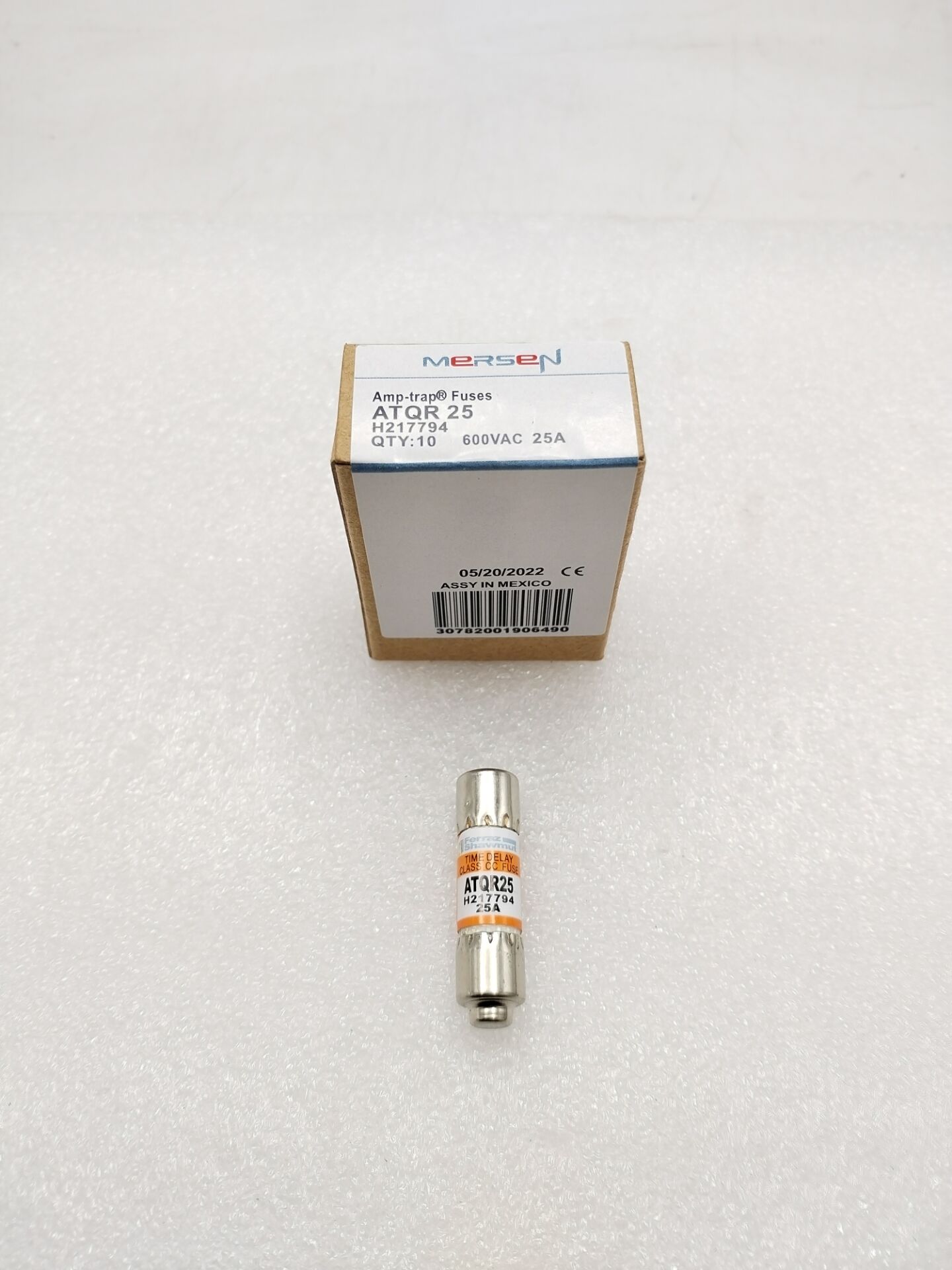 Mersen Fuse ATQR - Class CC - Time-Delay 600VAC 300VDC 25A Ferrule Amp-Trap 2000  ATQR25